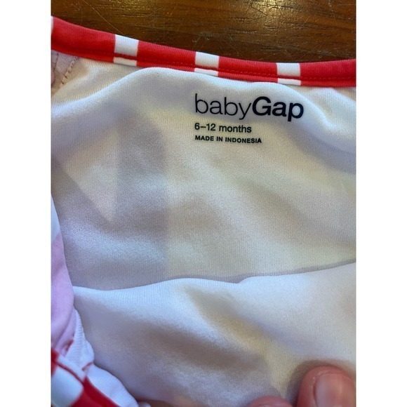 Baby Gap 6-12 Months Swimsuits Red & Blue Crisscross Button Up & Orange Stripes - Picture 7 of 7